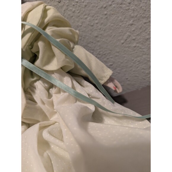 Vintage Porcelain Doll 16” Southern Belle Green Dress Straw Hat Victorian Style - Picture 5 of 10